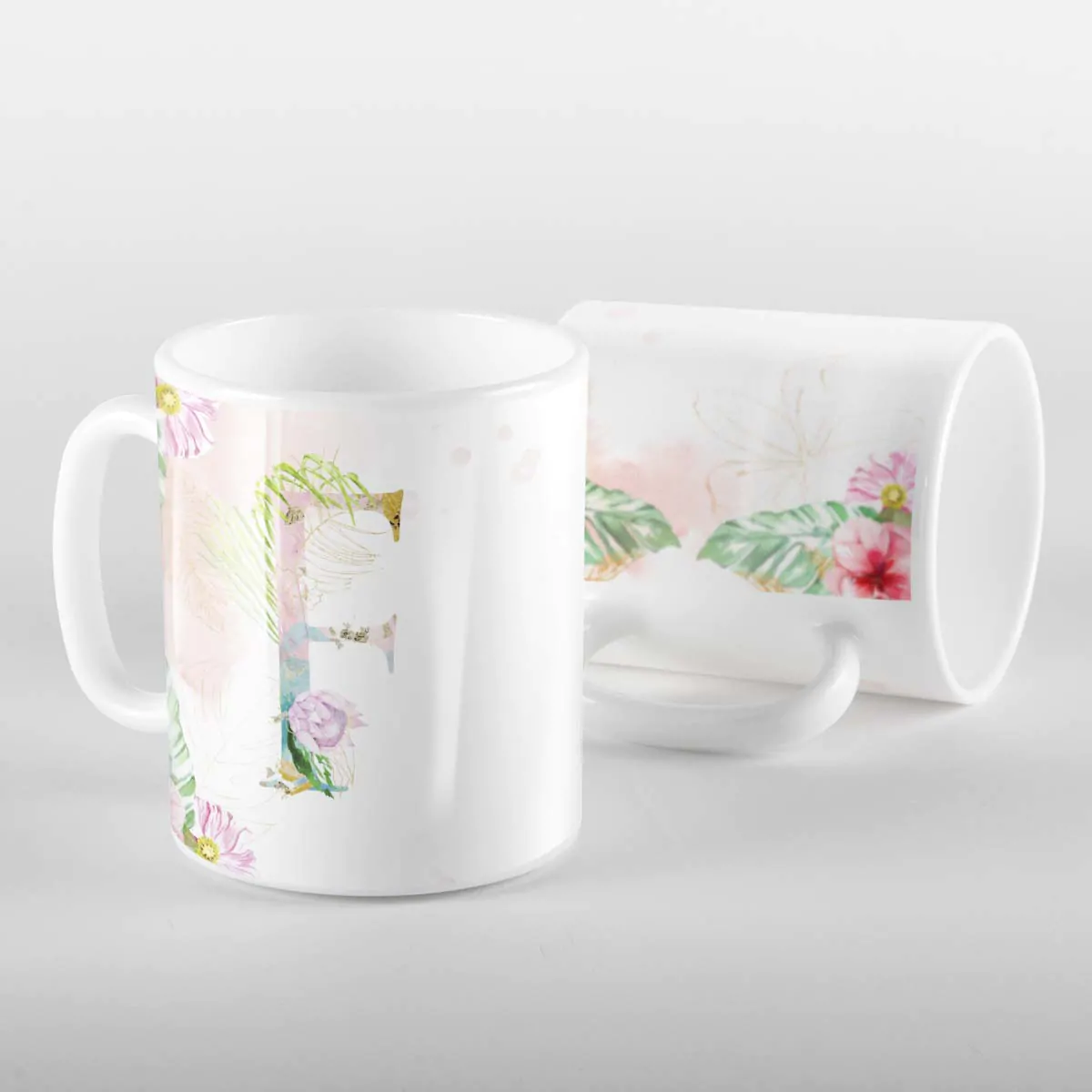 Caneca Letras Iniciais F Aquarela