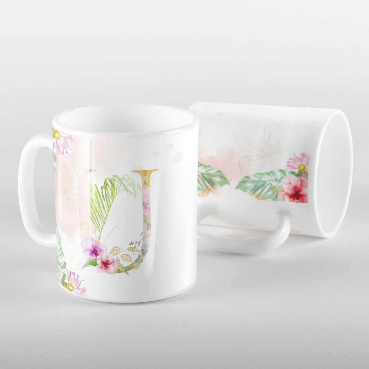 Caneca Letras Iniciais U Aquarela
