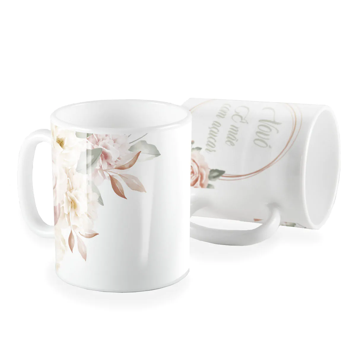Caneca vovó é mãe com açúcar floral