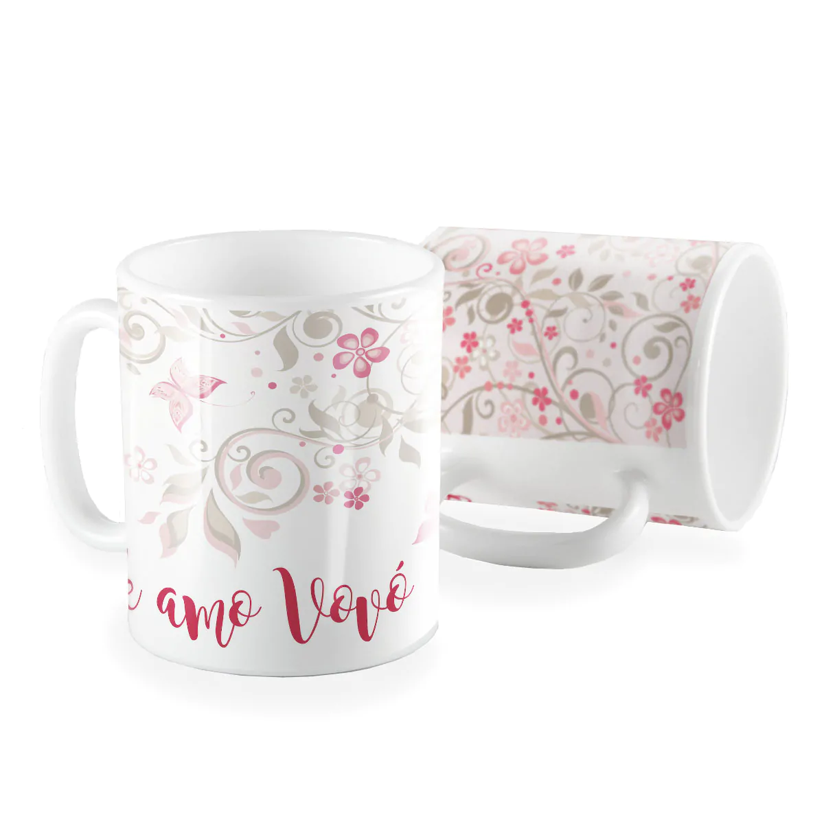 Caneca te amo vovó floral rose