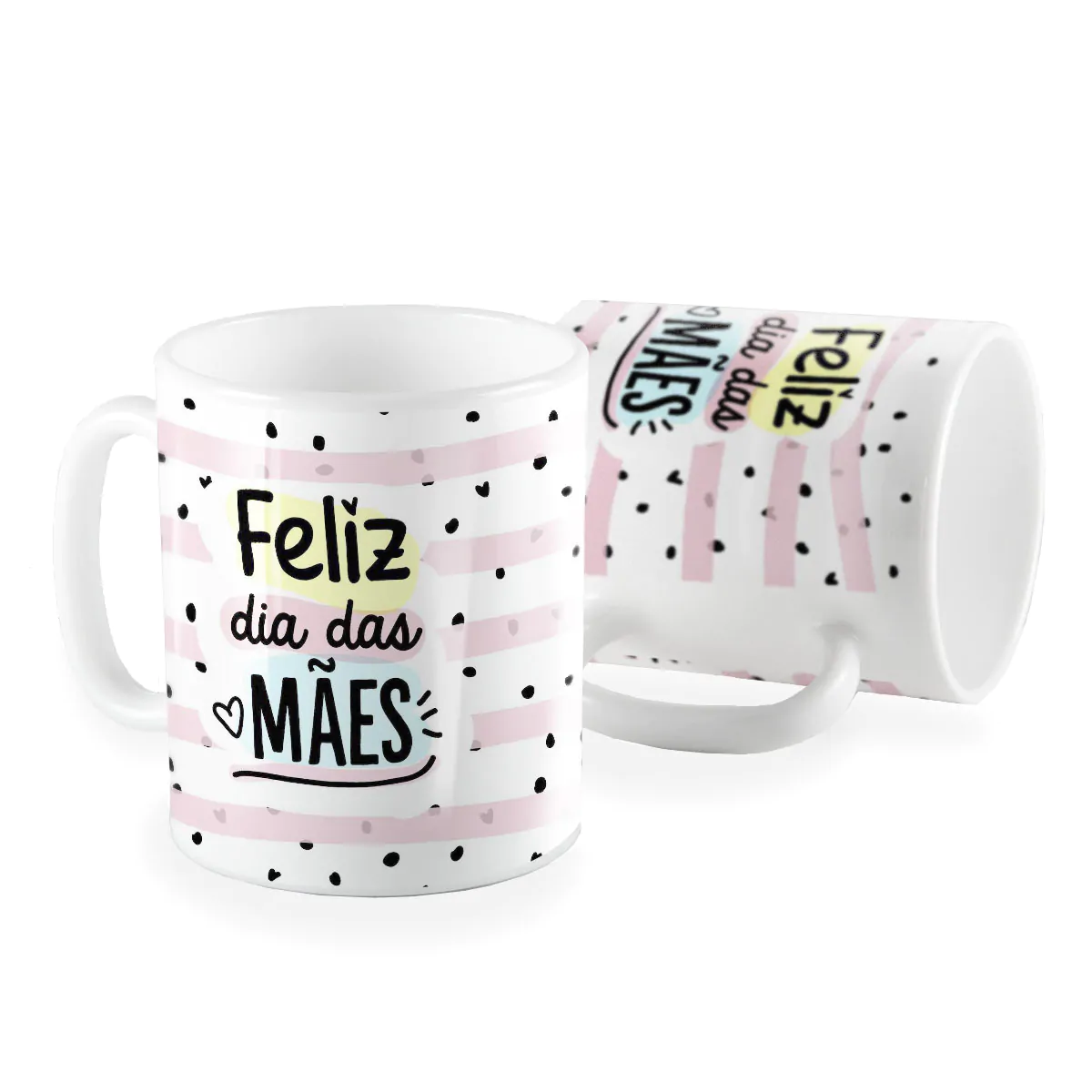 Caneca listras e coracao