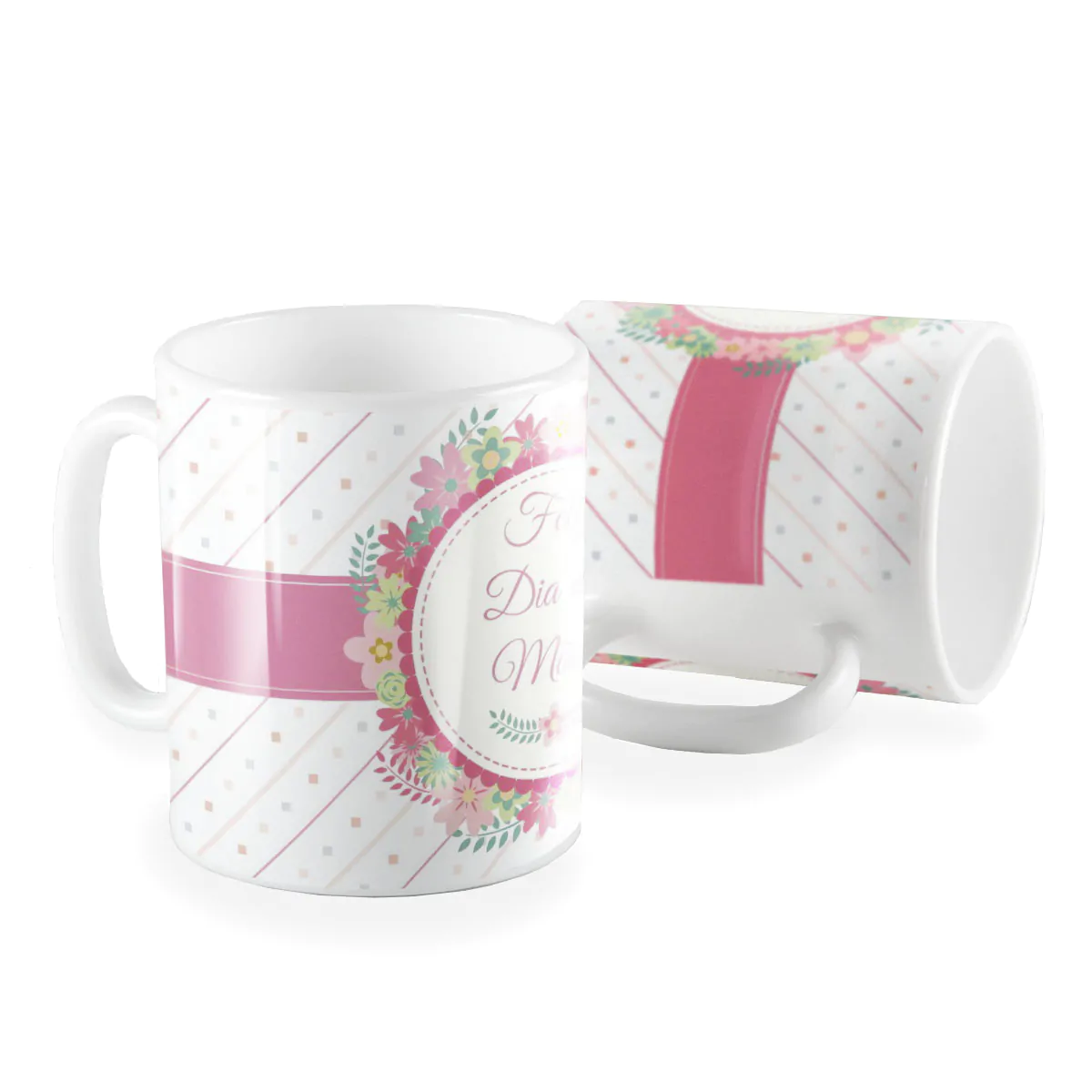 Caneca feliz dia das mães listrado