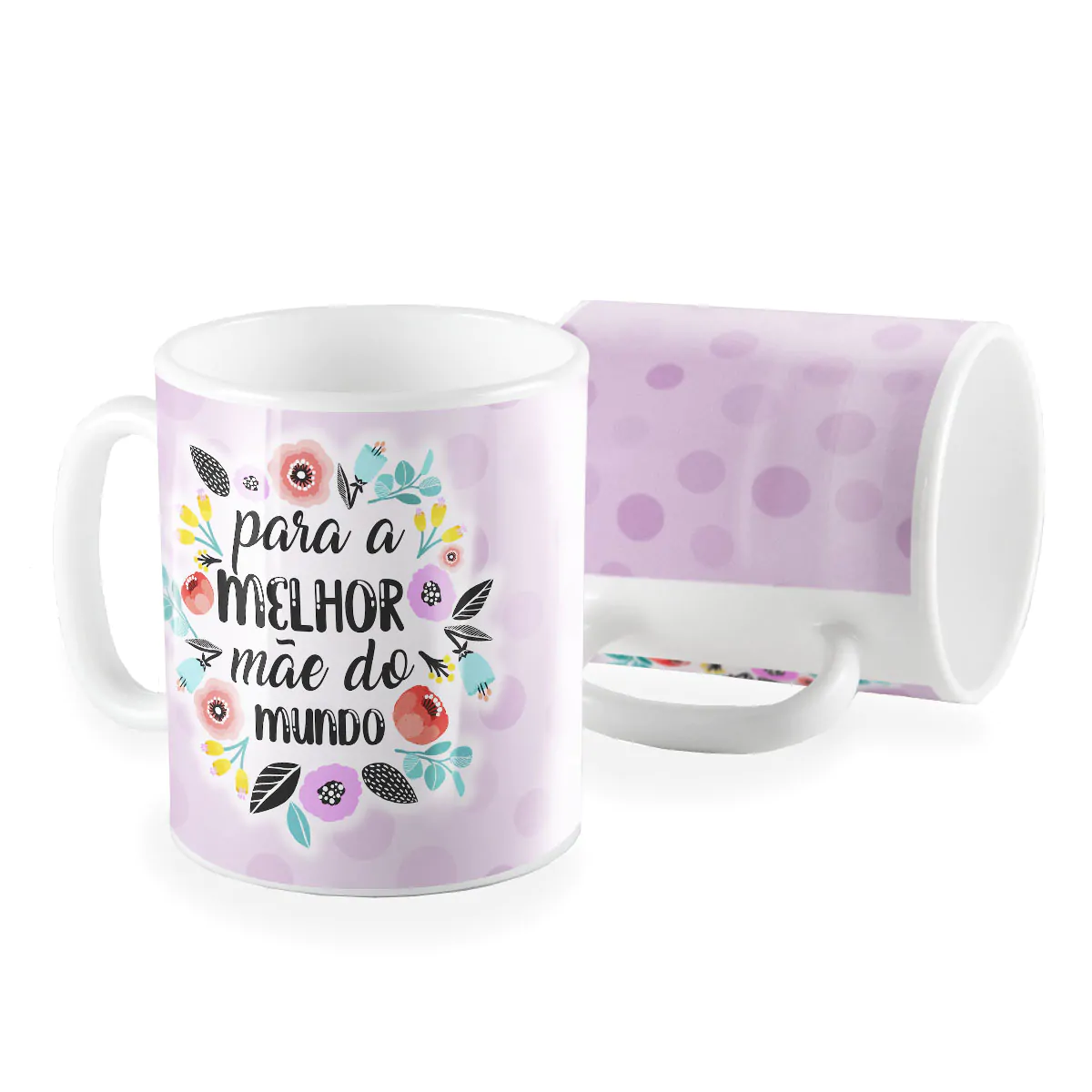 Caneca para a melhor mae do mundo floral poa