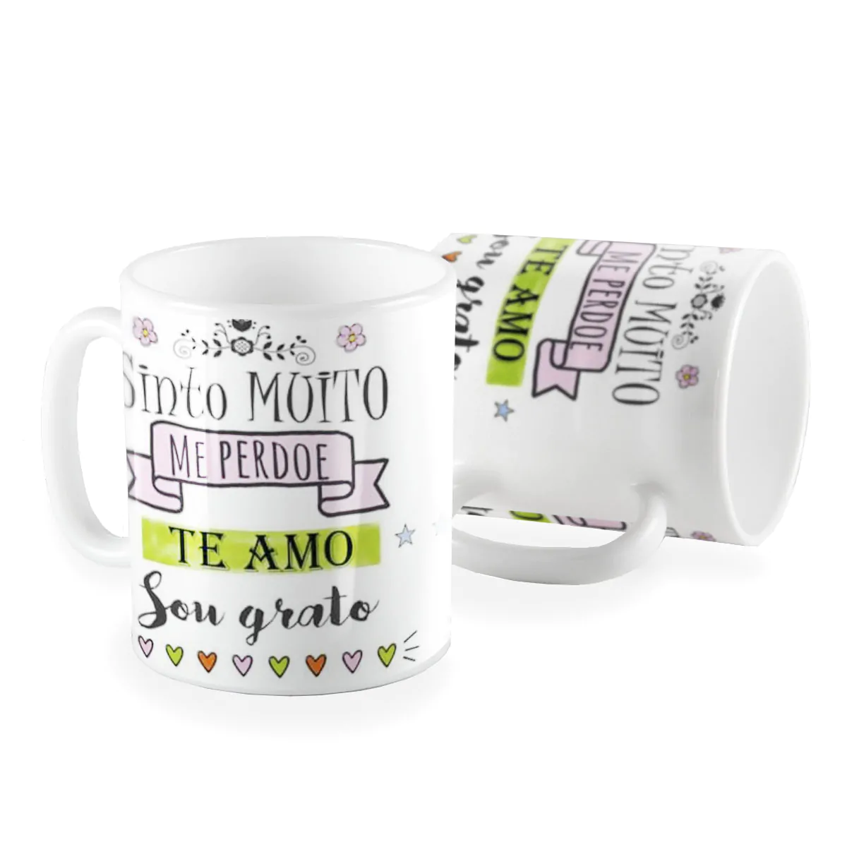 Caneca sinto muito me perdoe te amo sou grato